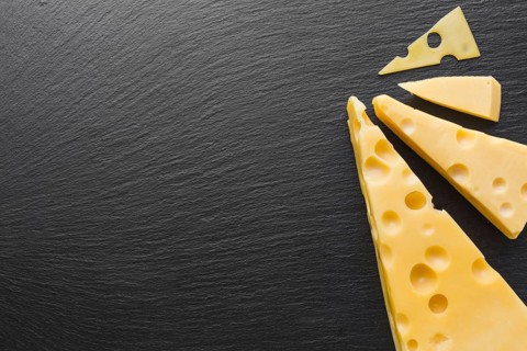 Flat lay emmental cheese with copy space. Resolution and high quality beautiful photo