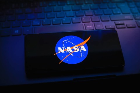In this photo illustration, the National Aeronautics and Space Administration (Nasa) logo is