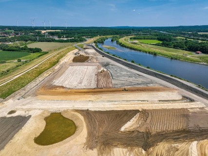 Haltern-Marl, North Rhine-Westphalia, Germany - Lippe, flood protection in the