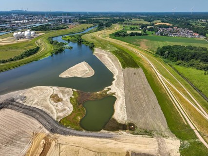 Haltern-Marl, North Rhine-Westphalia, Germany - Lippe, flood protection in the