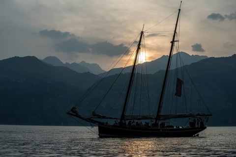 Sunset on Lake Garda, Malcesine, Italy, Europe