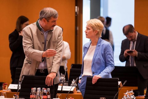 Markus Söder (CSU Chairman and Minister President of Bavaria) and Manuela Schwesig (SPD, Minister