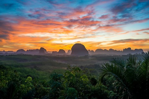 Panorama, Din Daeng Doi, sunrise, Krabi, Thailand, Asia