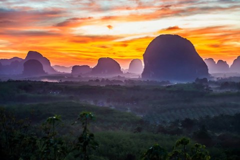 Panorama, Din Daeng Doi, sunrise, Krabi, Thailand, Asia
