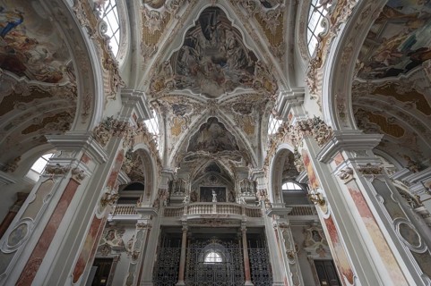 Organ loft of the collegiate basilica, Neustift St Margarethen, Vahrn, district of Bozen, South