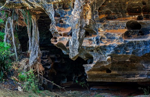 Entrance to a cave and rock formation typical of Lapinha da Serra in the state of Minas Gerais,