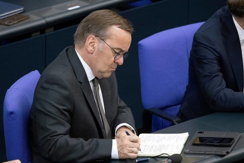 Berlin, Germany - 24.6.2025: Defence Minister Boris Pistorius takes notes during the government