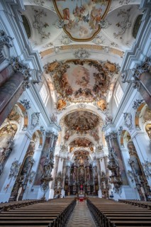 Interior of the baroque Basilica of St Alexander and Theodor, Ottobeuren, Unterallgäu, Bavaria,