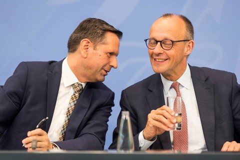 Olaf Lies (SPD, Minister President of Lower Saxony) and Federal Chancellor Merz (CDU, Federal