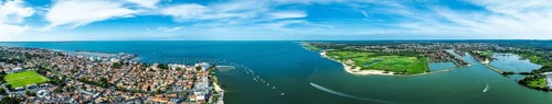 Panorama of Arcachon and La Teste-de-Buch from a drone, Gironde, France, Europe