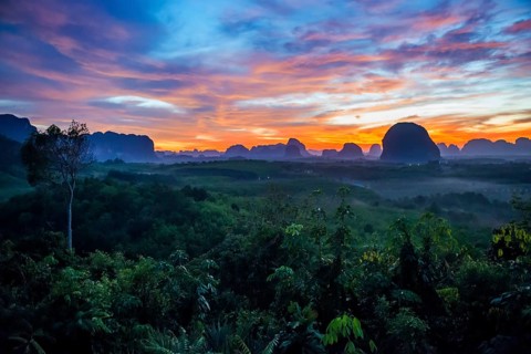 Panorama, Din Daeng Doi, sunrise, Krabi, Thailand, Asia