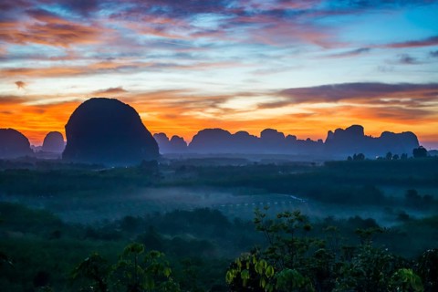 Panorama, Din Daeng Doi, sunrise, Krabi, Thailand, Asia
