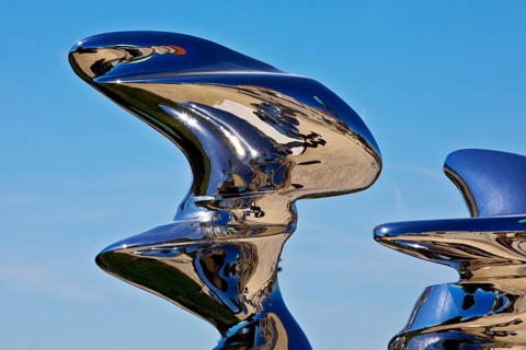 Stainless steel sculpture entitled Points of View by Tony Cragg, Mathildenhöhe, Darmstadt, Hesse,
