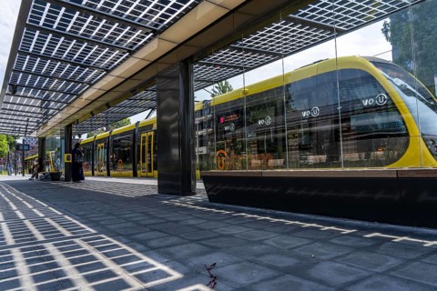 New bus and tram stops at Science Park Utrecht, Utrecht University, the stops have been redesigned,