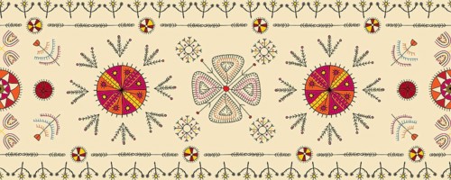 Vector seamless pattern with traditional Mulgi Estonian embroidery symbols
