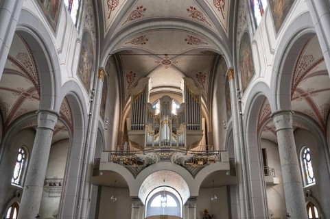 Organ loft of the parish church of St Peter and Paul, Kirchstraße 25, Telfs, Austria, Europe