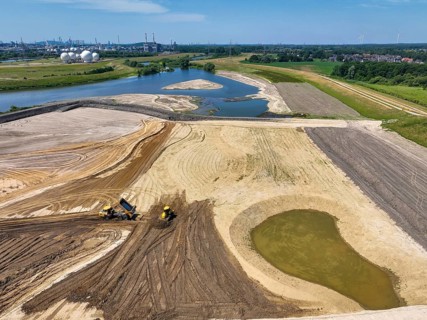 Haltern-Marl, North Rhine-Westphalia, Germany - Lippe, flood protection in the