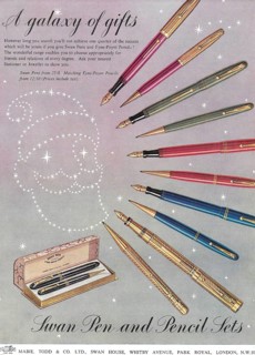 Swan pen and pencil sets advert advertising in Country Life magazine UK 1951