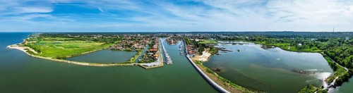 Panorama of La Teste-de-Buch from a drone, Arcachon, Gironde, France, Europe