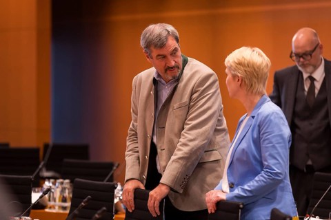 Markus Söder (CSU Chairman and Minister President of Bavaria) and Manuela Schwesig (SPD, Minister