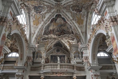Organ loft of the collegiate basilica, Neustift St Margarethen, Vahrn, district of Bozen, South