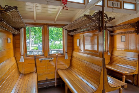 Historic compartment of the Prussian train steam railway Minden Germany