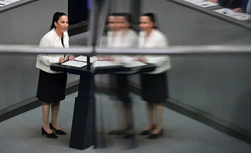 Dr Hülya Düber (CDU CSU) speaks on the agenda item Minimum Wage Act at the eleventh session of the