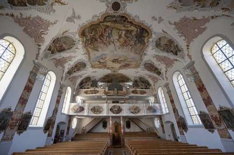 Organ loft of the baroque church of St Peter and Paul, Thalstr .31, Peterstahl, Oy Mittelberg,