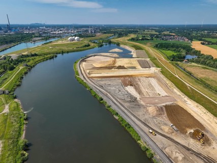 Haltern-Marl, North Rhine-Westphalia, Germany - Lippe, flood protection in the