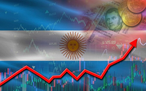 Argentina economic growth on financial graph. Argentina financial growth on market graph