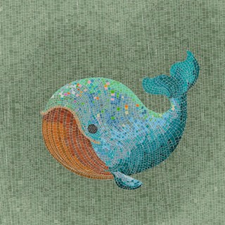 Cute little whale vector mosaic background