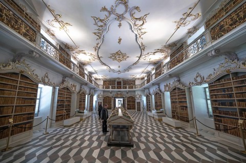 Abbey library, built between 1770 and 1775 in the Neustift St Margarethen, Vahrn, district of