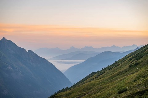 Sunrise in the Mountains at Hochalpenstraße, Pinzgau, Salzburg, Austria, Europe