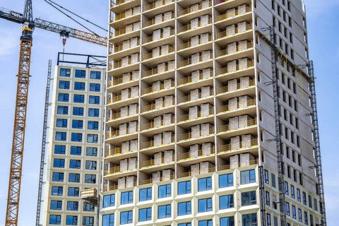 Construction of over 920 student flats at Cambridgelaan in the Science Park, University of Utrecht,