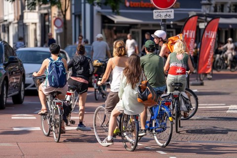 Cycling in the Netherlands, Utrecht, typical riding style with 2 people on one bike