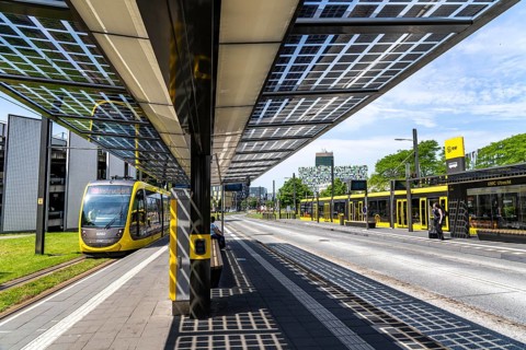 New bus and tram stops at Science Park Utrecht, Utrecht University, the stops have been redesigned,