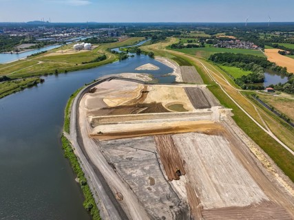 Haltern-Marl, North Rhine-Westphalia, Germany - Lippe, flood protection in the