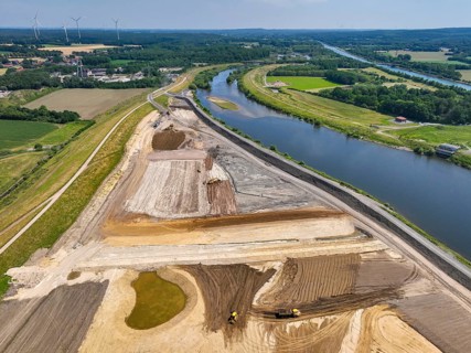 Haltern-Marl, North Rhine-Westphalia, Germany - Lippe, flood protection in the