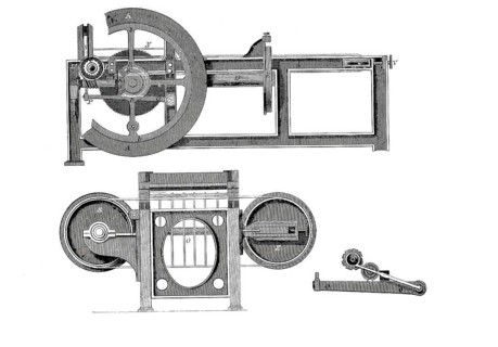 Sugar cutter machine, by Leon Gauchet, historical, digitally enhanced reproduction of a model from
