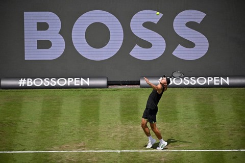 Justin Engel GER Action Logo, Tennis, ATP 250, BOSS Open 2025, Stuttgart, Baden-Württemberg,