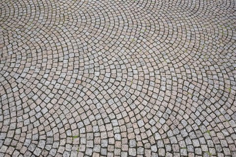 Pattern with paving stones on the floor, monochrome, structure, round arches, circular, beige,