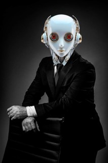 Symbol photo, Business 4.0 as a humnoid robot, ChatGBT, AI, AI, OpenAI, chatbot, artificial