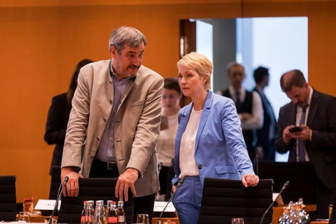 Markus Söder (CSU Chairman and Minister President of Bavaria) and Manuela Schwesig (SPD, Minister