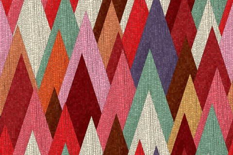 Stylized autumn forest, semaless vector mosaic style pattern