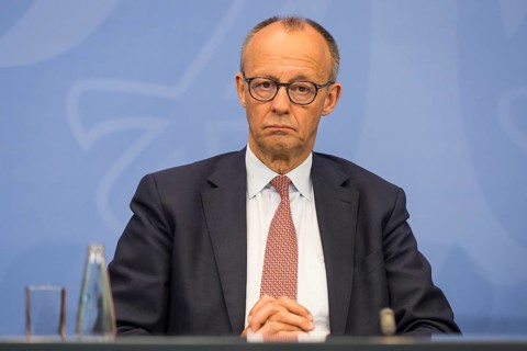 Federal Chancellor Merz (CDU, Federal Chancellor) during a press conference after the consultation