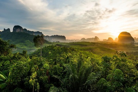 Panorama, Din Daeng Doi, sunrise, Krabi, Thailand, Asia