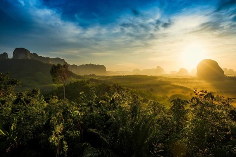Panorama, Din Daeng Doi, sunrise, Krabi, Thailand, Asia