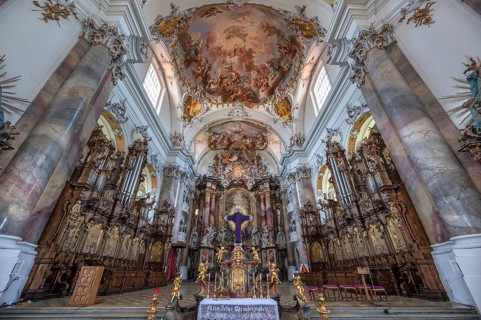 Chancel of the baroque Basilica of St Alexander and Theodor, Ottobeuren Monastery, Ottobeuren,
