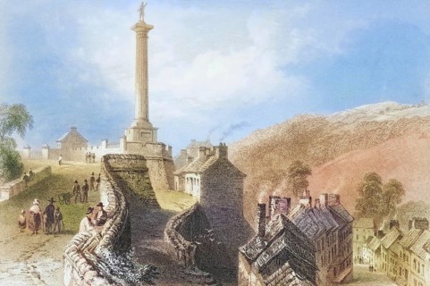 Walker's Pillar - Walls of Londonderry, Ireland, from the Landscape and Antiquities of Ireland,