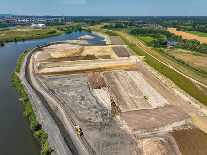Haltern-Marl, North Rhine-Westphalia, Germany - Lippe, flood protection in the